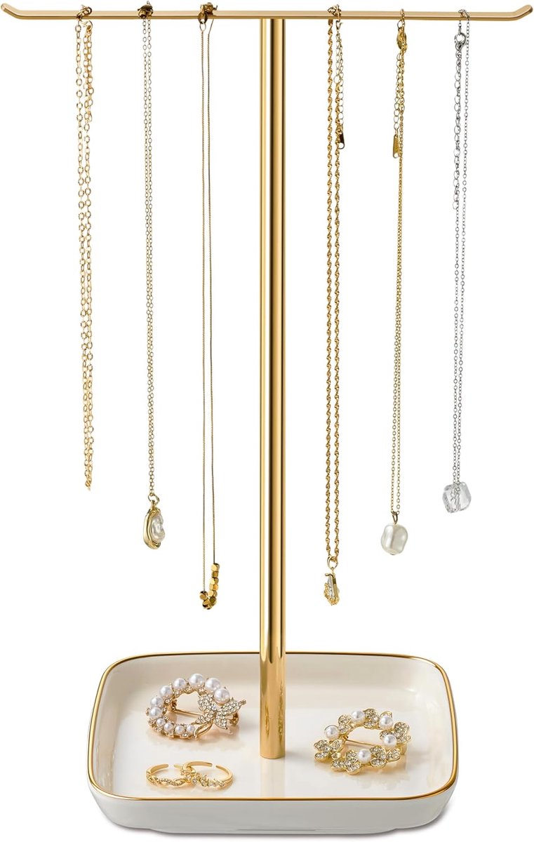 Sieradenhouder standaard met keramische basis: 30 cm hoge ketting