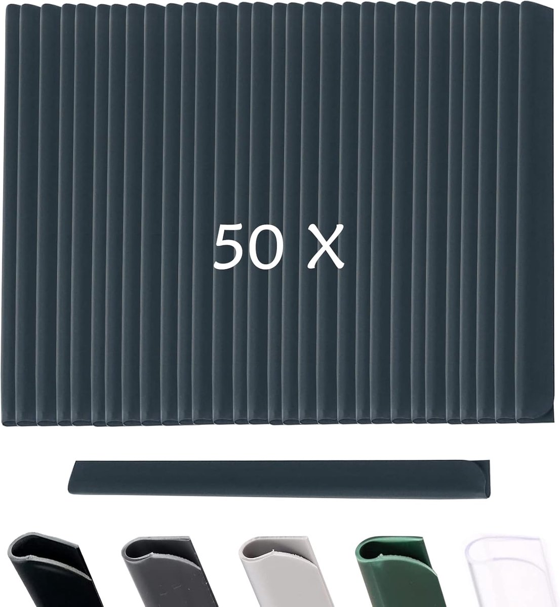 50 stuks bevestigingsclips, klemrails voor pvc-privacyfolie, inkijkbescherming, bevestigingsclips, klemstrips voor bevestiging voor tuin, hek, 50 stuks, antraciet