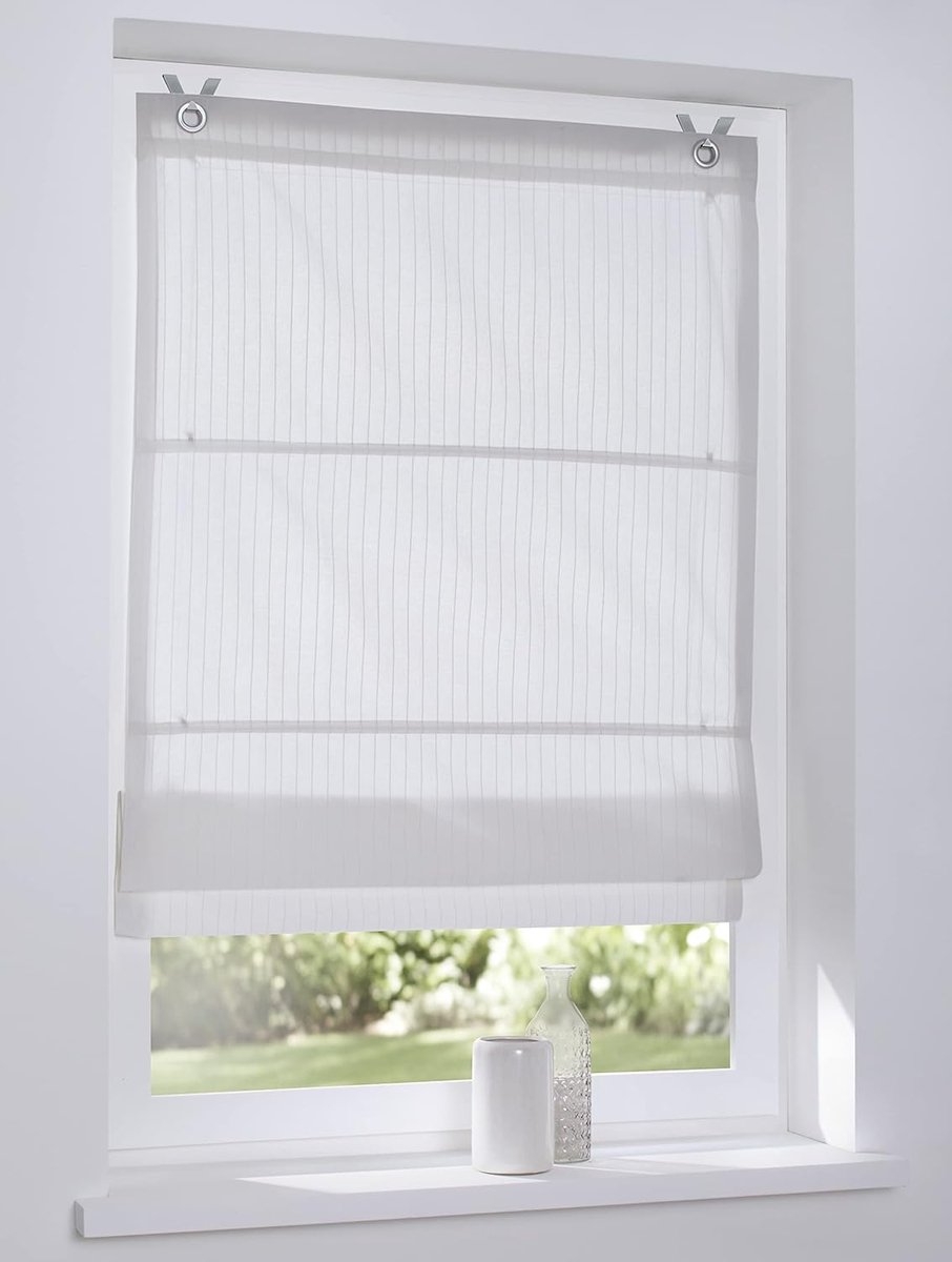 oogjesrolgordijn Verlock gestreept ondoorzichtig wit raamdecoratie breedte 100 x hoogte 140 cm