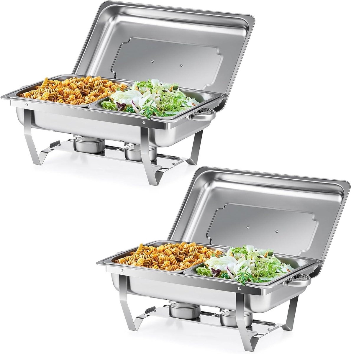 Buffet Servers Catering - Warmhoudbak Set - Eten Warm Houden - Grote Capaciteit 9L - 4 Stuks - Zilver