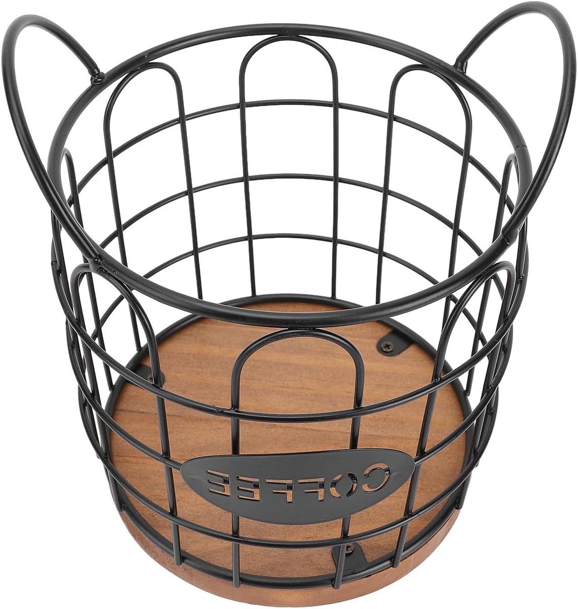 Koffiepadhouder - Opbergmand Koffiepads - Koffie Serveren - Verzwaarde Houten Basis - 18x16x14 cm - Zwart