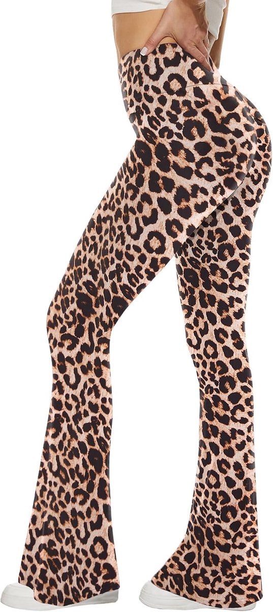 zwarte, uitlopende yogabroek voor dames, zachte bootcut legging met