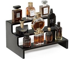 Houten Organiser voor Parfums en Cosmetica - 3 Laags Makeup Stand en Decoratief Rek voor Geuren, Kaarsen en Vaniteithouder - Zwart