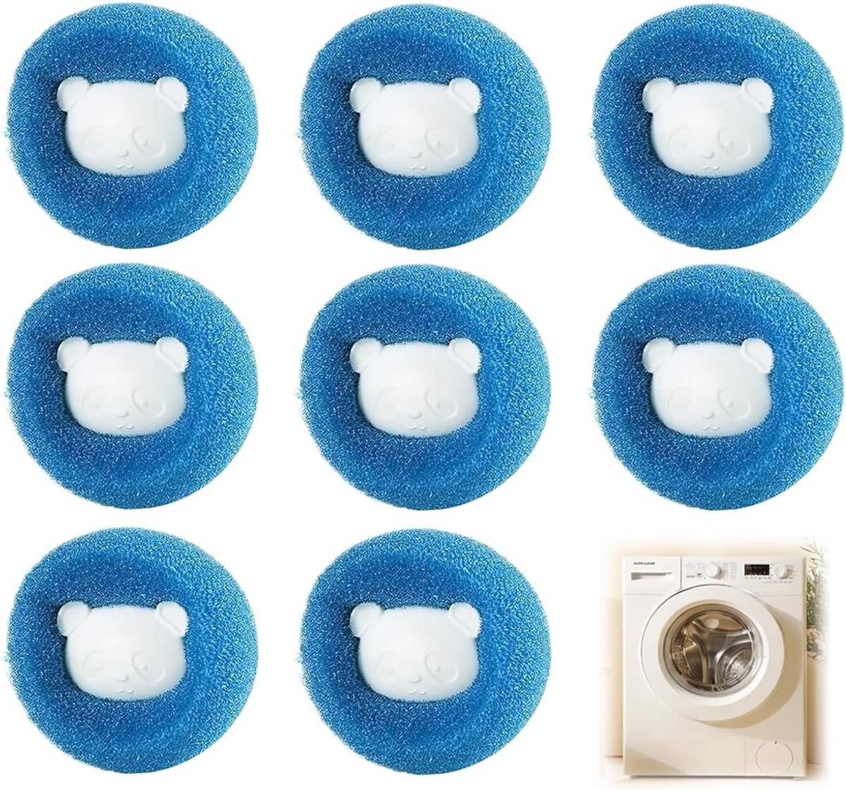 Set van 8 Haarvangers voor Wasmachine, Herbruikbaar, Vermindert Klitten, Effectief voor Honden- en Dierenhaar uit Kleding en Beddengoed