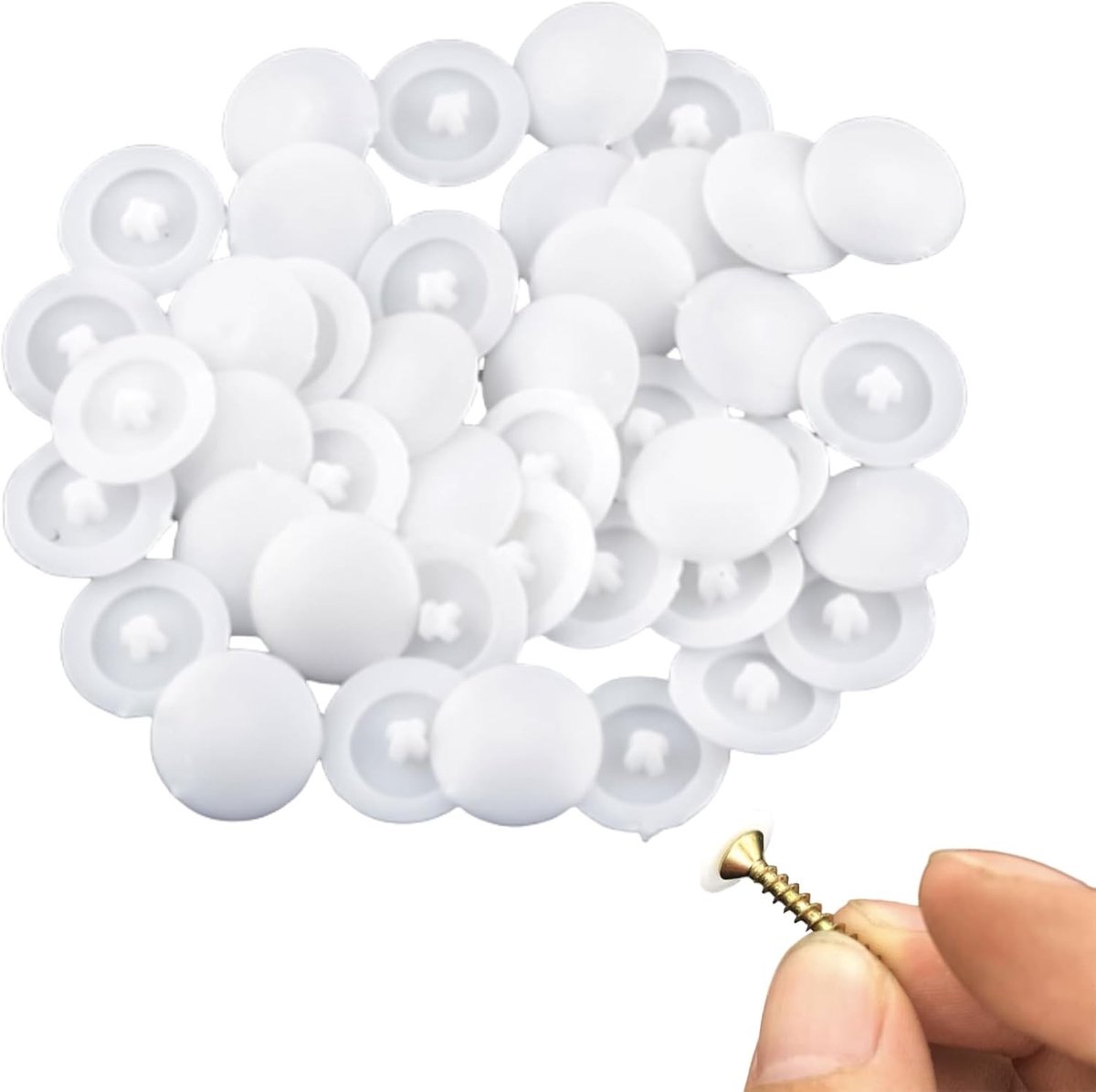 Set van 100 Witte Schroefkapjes voor Meubels - Plastic Deksel voor Schroefgaten, Bescherming en Decoratie