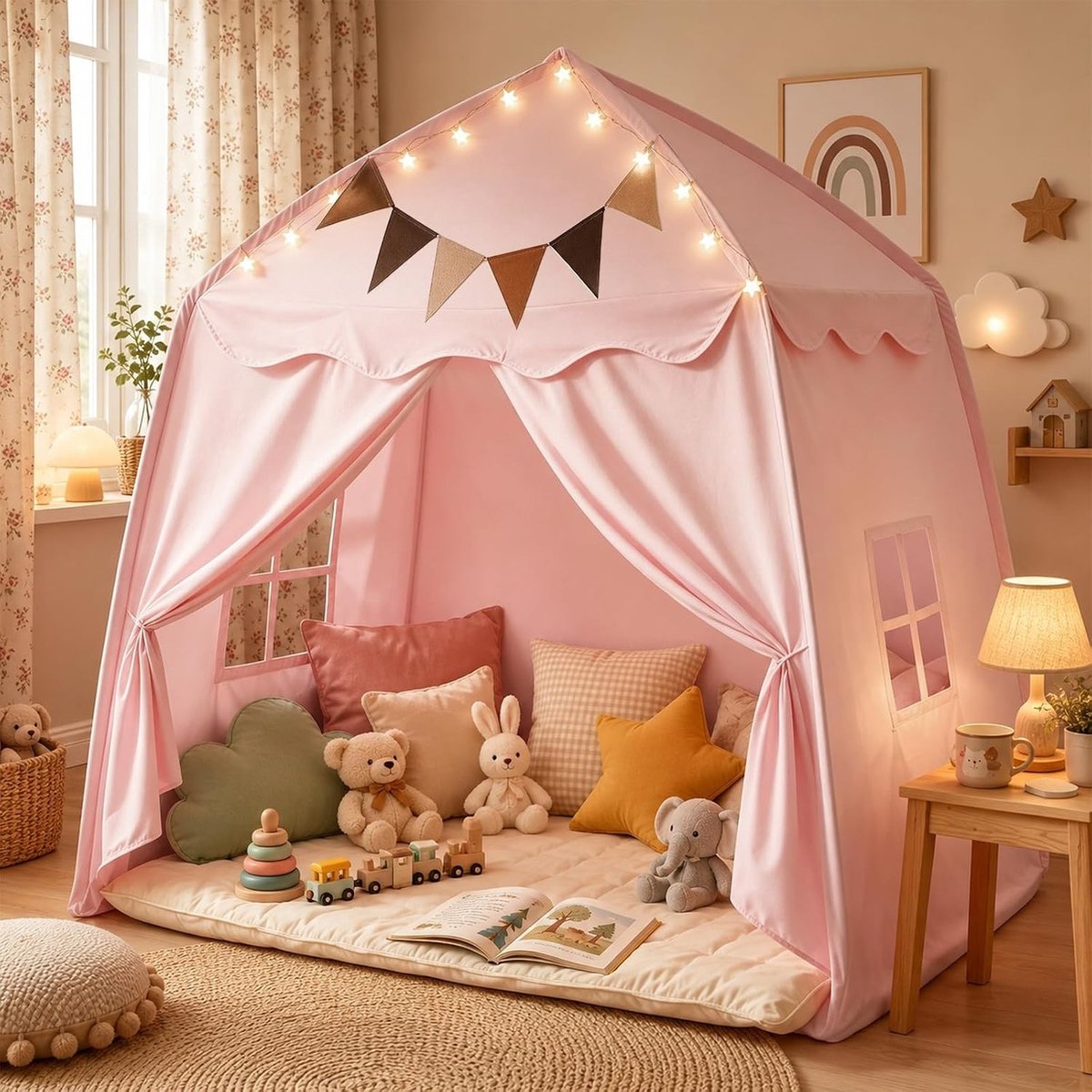 Vouwbare Teepee Dome Tent voor Kinderen - Speelhuis voor Binnen en Buiten, 150 x 100 x 150 cm, Roze, Kinderspeelgoed, Creatieve Speelruimte, Avontuurlijke Spelletjes
