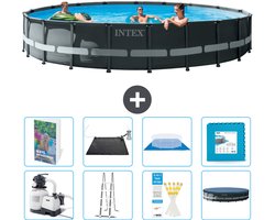 Intex Rond Ultra XTR Frame Zwembad - 610 x 122 cm - Inclusief Pomp - Ladder - Grondzeil - Afdekzeil - Solar Mat - Vloertegels - 9-delig