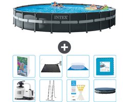 Intex Rond Ultra XTR Frame Zwembad - 732 x 132 cm - Inclusief Pomp - Ladder - Grondzeil - Afdekzeil - Solar Mat - Vloertegels - 9-delig