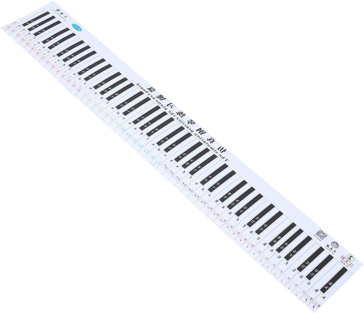 Piano Toetsenbord Grafiek - Muziek Notitie Sticker - Piano Leren - 88 Toetsen Overzicht - 119.5 x 19.5 cm - Gekleurd