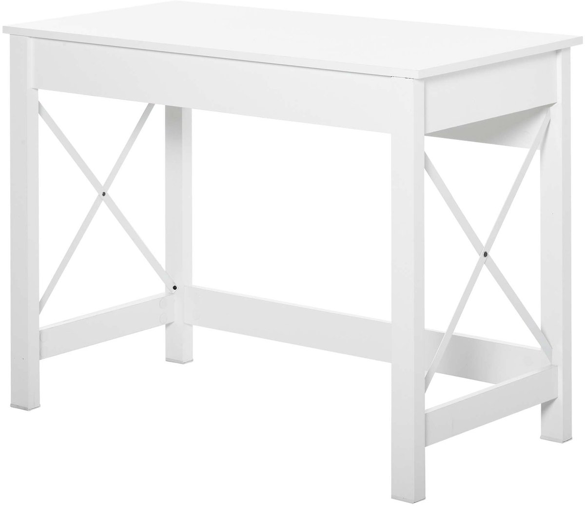 Bureau computerdesk schrijftafel 105x50x76cm wit stevig en duurzaam X-vormig verstevigd frame moderne minimalistische stijl ruim werkblad eenvoudig te monteren en reinigen compact ontwerp ruimtebesparend geschikt voor kantoor slaapkamer studeerkamer