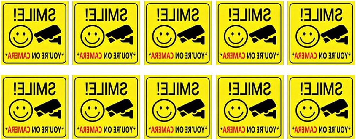 Bewakingscamera Stickers - CCTV Waarschuwing - Veiligheid Vergroten - Waterdicht PVC Materiaal - 13 x 13 cm - Geel