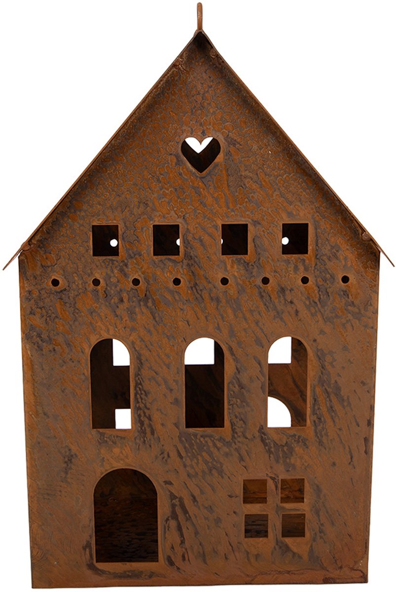 Clayre & Eef Decoratie Beeld Huis 20x12x29 cm Bruin Metaal