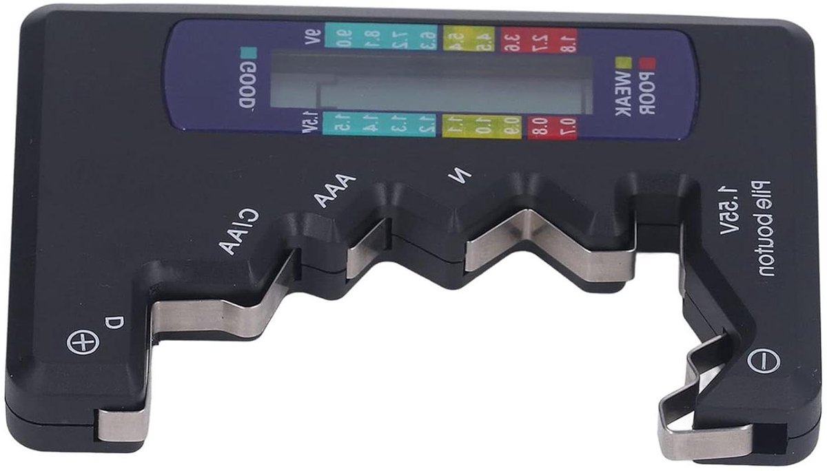 Digitale Batterijtester - Batterij Indicator - Batterijen Controleren - Helder LCD Scherm - Compact Formaat - Zwart