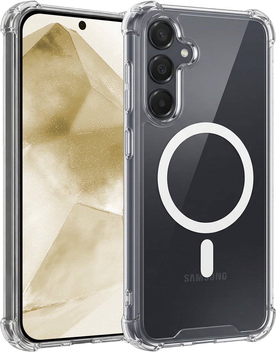 Hoesje - Geschikt voor Samsung Galaxy A55 - Magsafe Compatible - Sterk & Shockproof - Back Cover - Shock Proof Case - Telefoon Hoes Shockproof - Telefoonhoesjes - Transparant