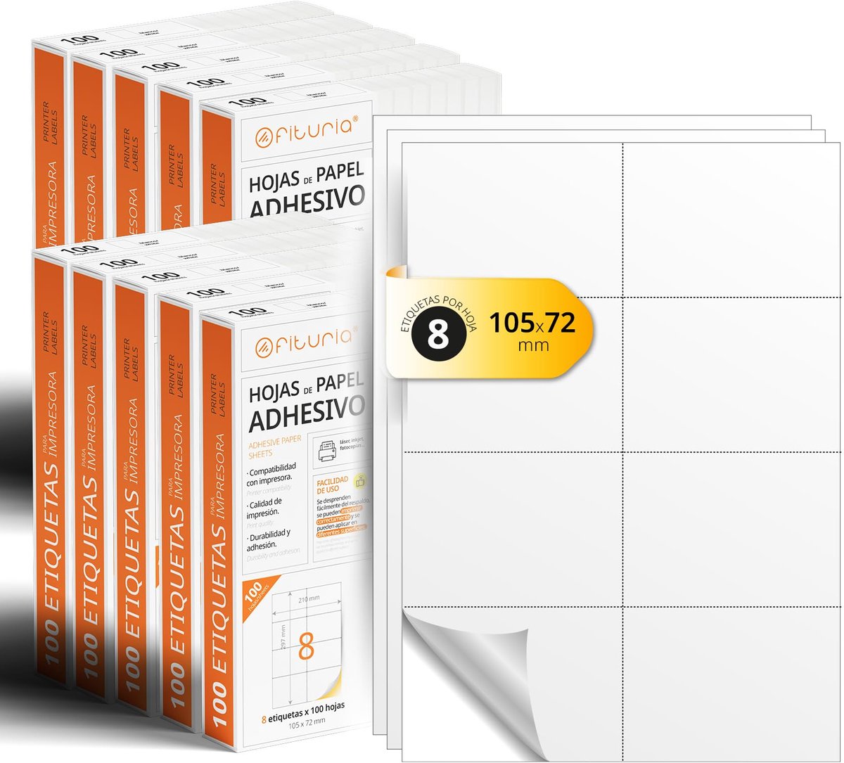 SnelShoppen - A4-vellen met witte zelfklevende etiketten - 1000 vellen - Maak gepersonaliseerde stickers - Veilig zelfklevend A4-papier voor thuis en