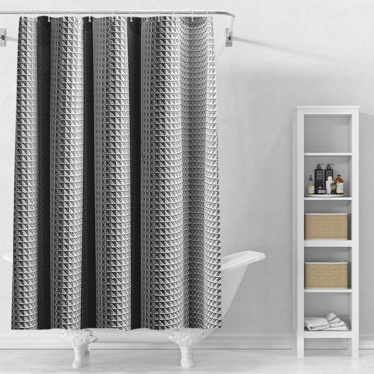 SnelShoppen - Wavel Douchegordijn met Metalen Bevestiging, 120 x 200 cm, Wasbaar, Anti-Schimmel, Hoogwaardige Polyester, Waterdicht, Ideaal voor Badka