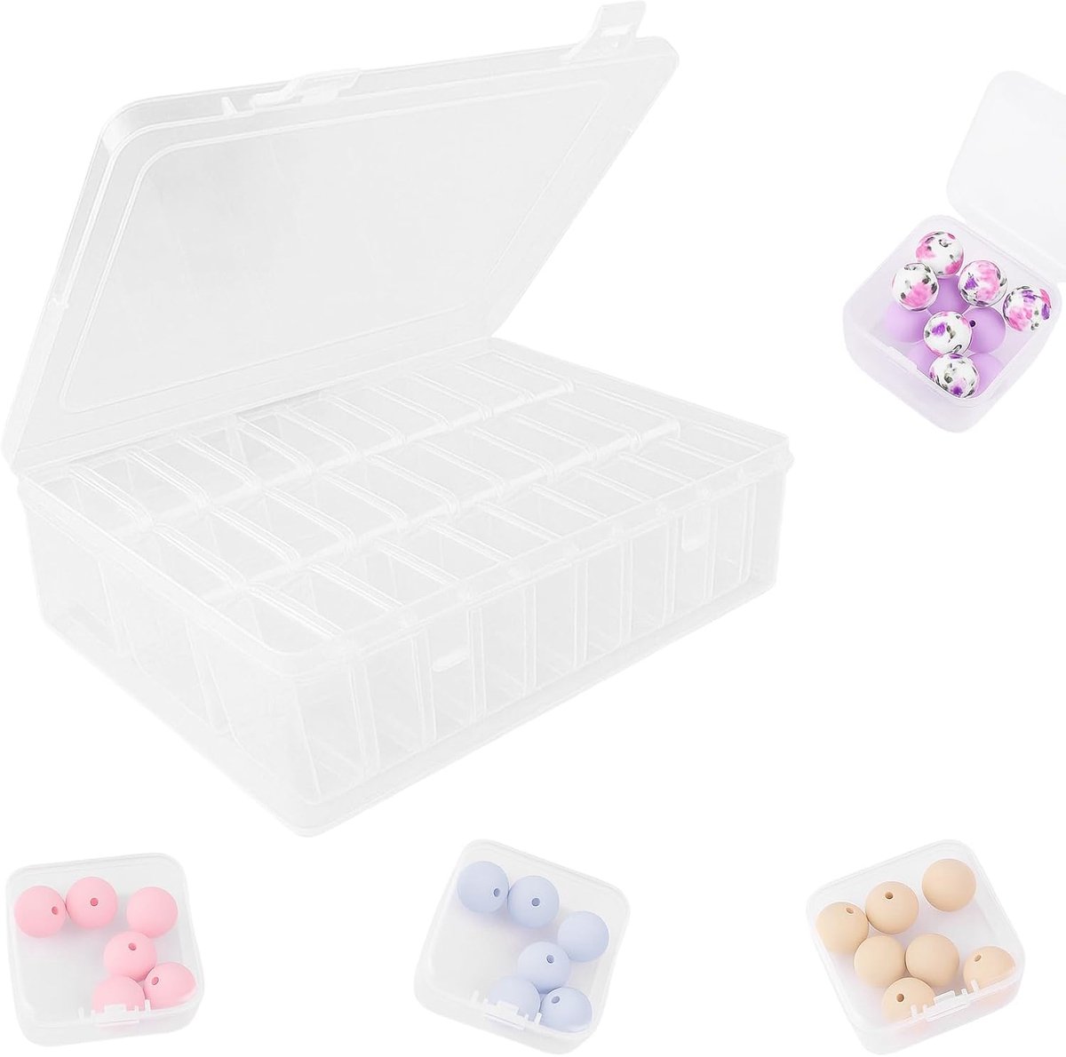 SnelShoppen - 30-delige Sorteringsdoos, Transparante Opbergdozen met Deksel voor Kleine Onderdelen en 1 Grote Doos, Plastic Opbergbox voor Kleine Item