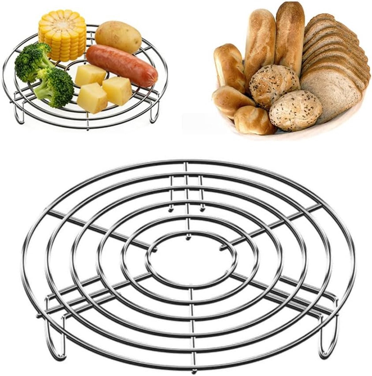 SnelShoppen - 201 RVS Damper Disc Set, Robuuste & Stabiele Koelrooster, 20 × 3 cm Stoominzet voor Pannen, Zeef voor Pannen, Kookpannen, Snelkoker, Ges