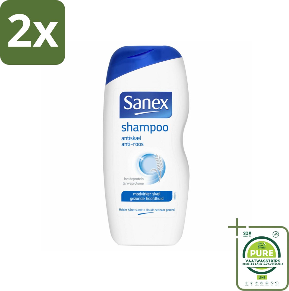 Sanex - Shampoo - Anti-Roos - Tegen Schilfers - 250 ml - Voordeelverpakking - 2 stuks - Roos shampoo - Anti roos shampoo