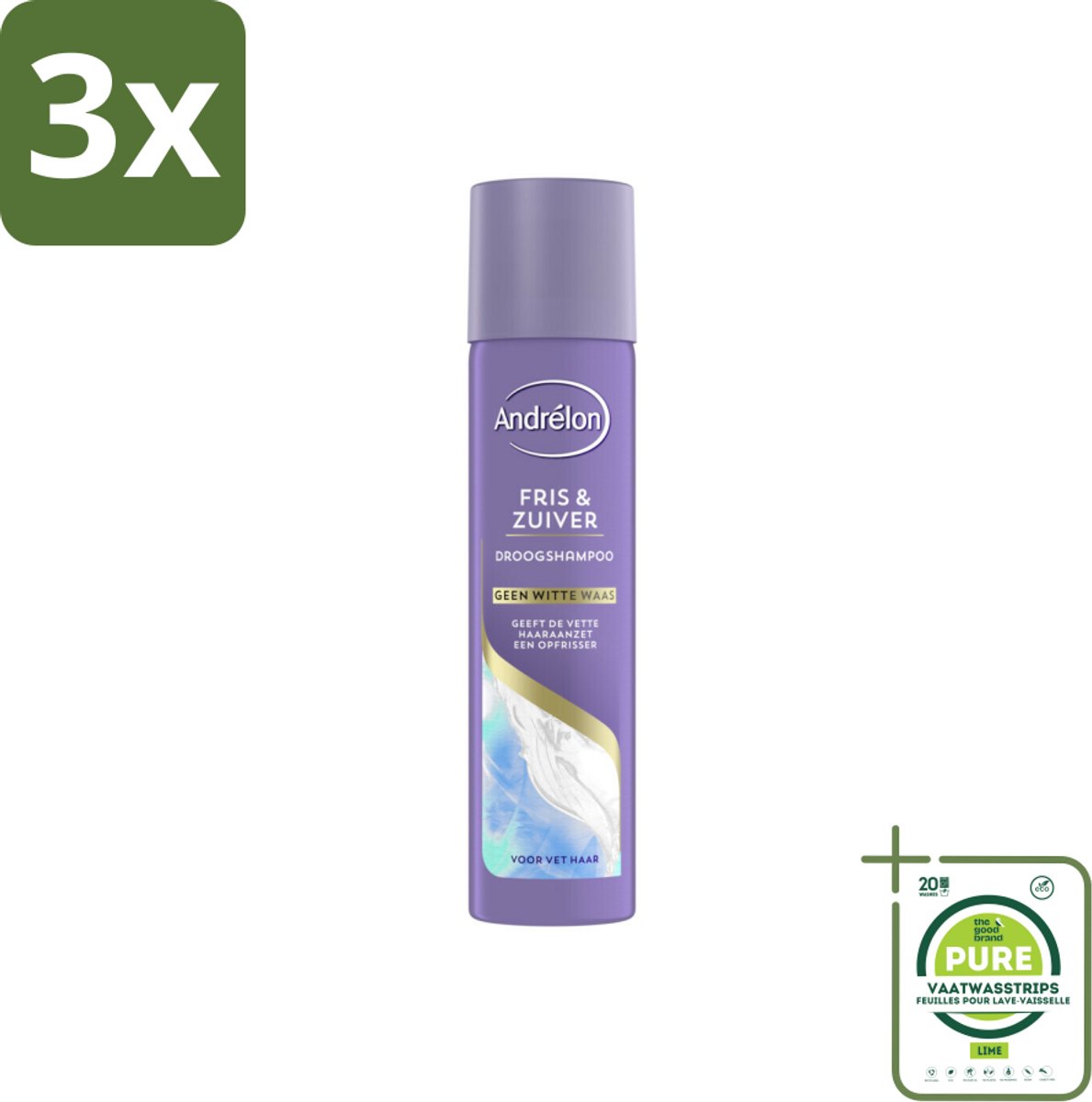3 x Andrélon Special - Fris & Zuiver - Droogshampoo - 245 ml - Grootverpakking - Droogshampoo - Haarverzorging - Fris Haar - Volume Shampoo - Droogshampoo Voor Vet Haar