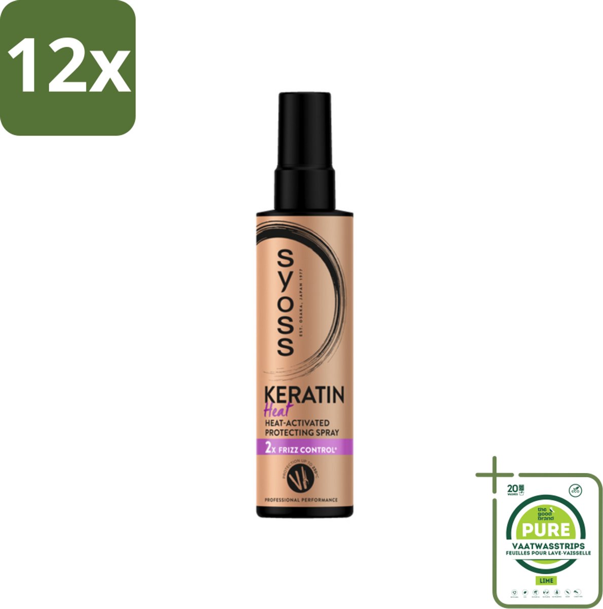 Syoss - Keratin - Heatprotection Spray - Tot 220°C Bescherming - 200 ml - Voordeelverpakking - 12 stuks - Hittebescherming haar - Hittebeschermende spray