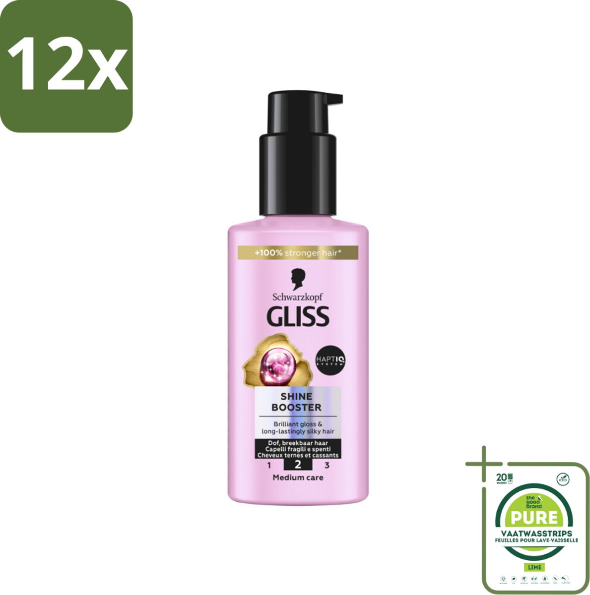 Gliss - Haarserum - Liquid Silk Shine Booster - Fruitige Geur - 100 ml - Voordeelverpakking - 12 stuks - Haar serum - Glans serum