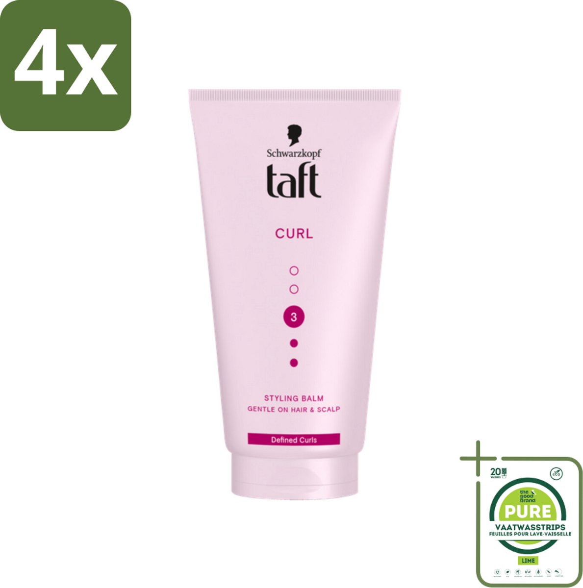 Taft - Styling Balm Curl - Hold 3 - Gedefinieerde krullen - 150 ml - Voordeelverpakking - 4 stuks - Krullen styling - Krullen balm