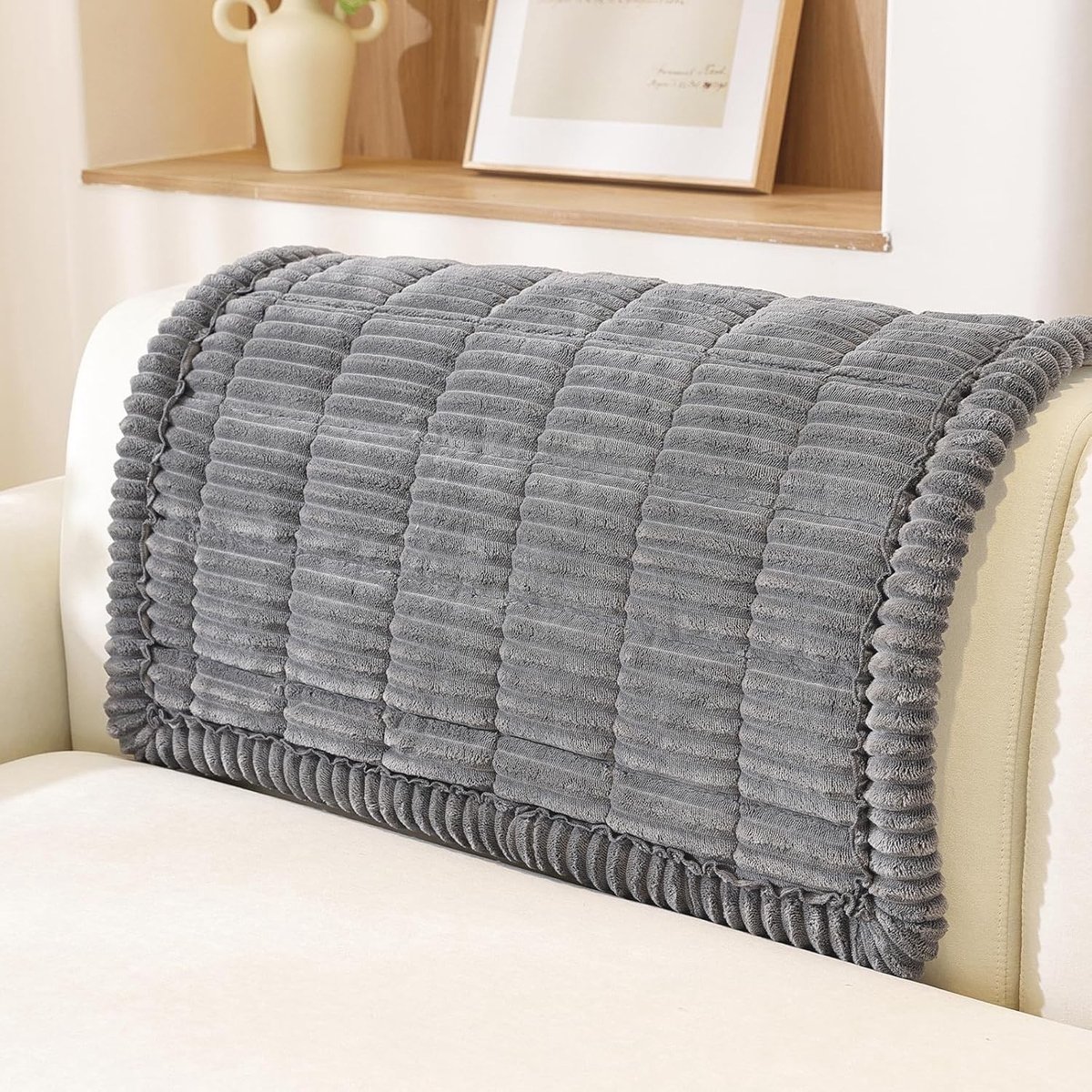 Dikke universele bankhoezen voor chaise longue en hoekbanken, anti-slip en super foam, grijs (70x90cm)