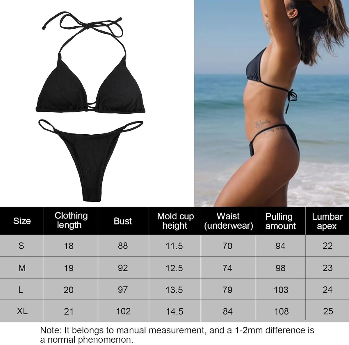 Bikini-set voor dames, verstelbare bandjes, bikiniset, nekhouder
