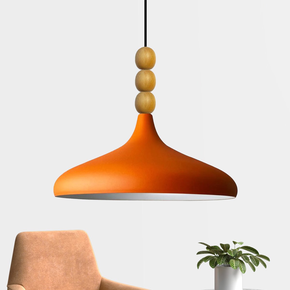 Bamyum Champion hanglamp, industriële Modern stijl, Ø35 cm, oranje metalen lamp