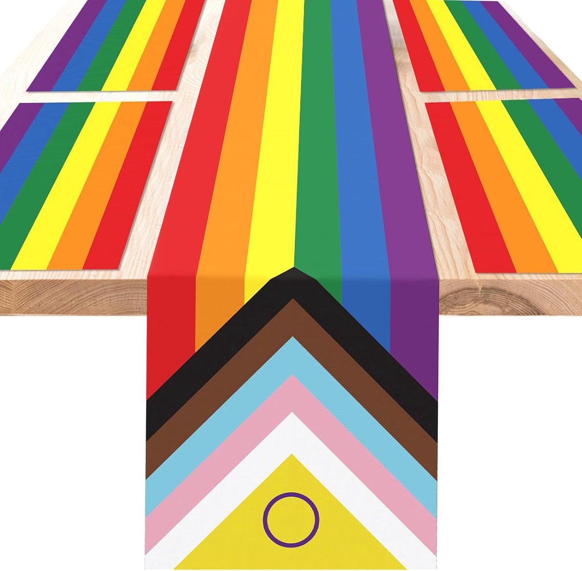 Rainbow Tafelloper Placemats voor Pride-decoraties, 5 stuks Polyester