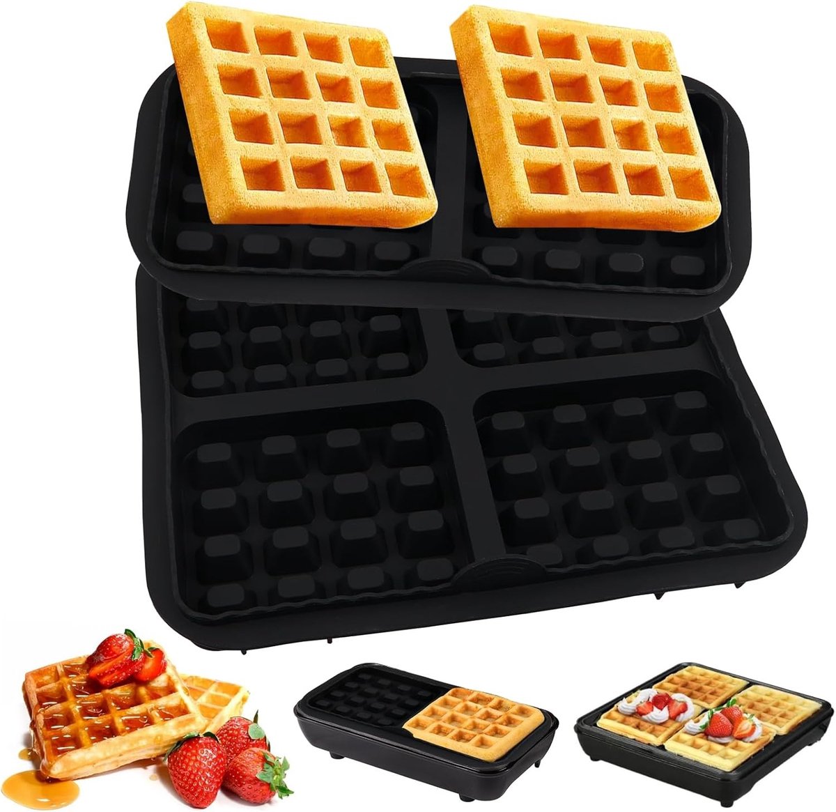 Set van 2 Siliconen Wafelvormen voor Airfryer Hittebestendig en Vaatwasserbestendig Perfect voor Gezonde Snacks