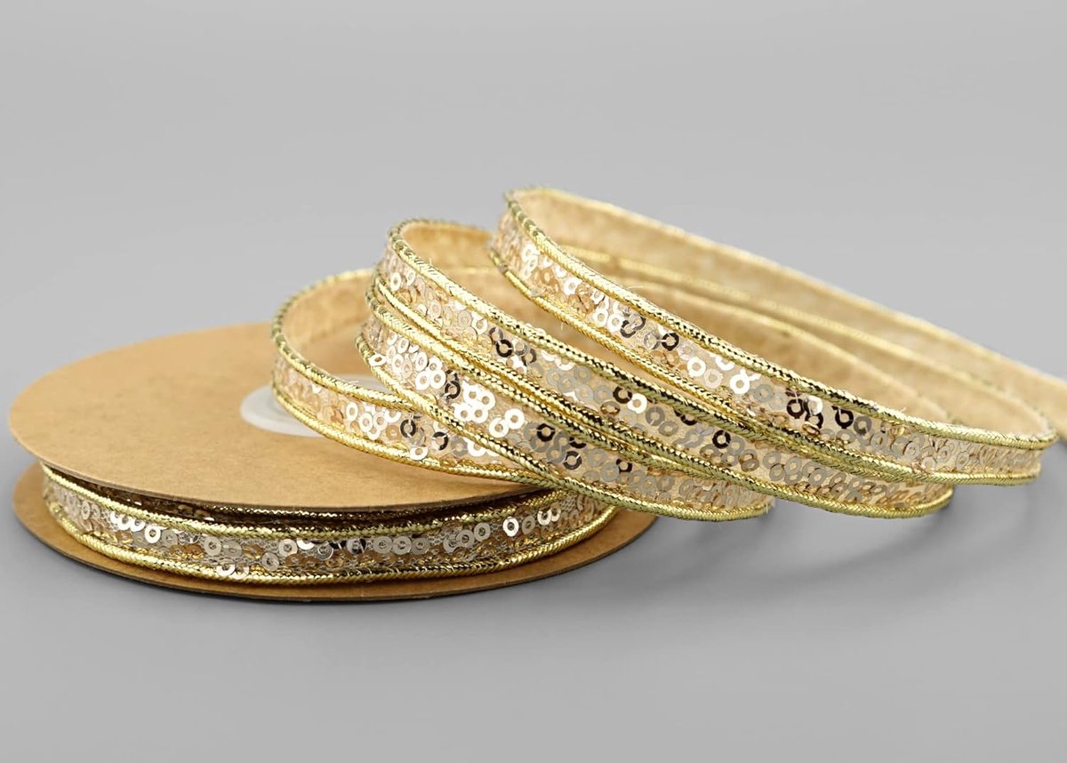 5 m x 10 mm pailletten band goud decoratief lint glanzend lint met