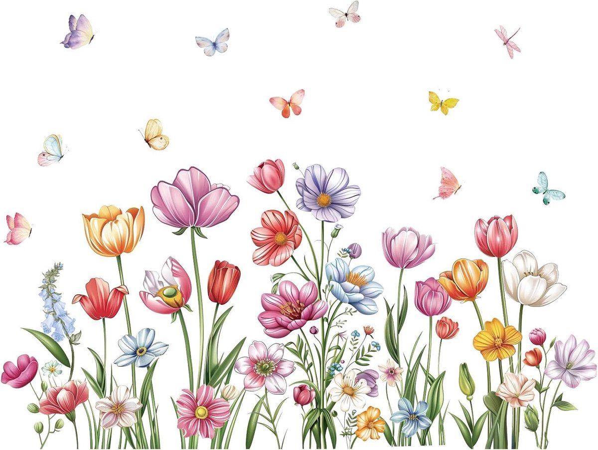Muurstickers Bloemen en Vlinders 3D Wanddecoratie Lente voor