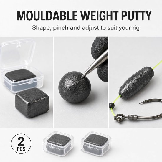 Kneedlood Vissen - Wolfraam Putty - Karpervissen Balanceren - Vormbaar en Plakkerig - 2x 15g - Grijs — afbeelding 2