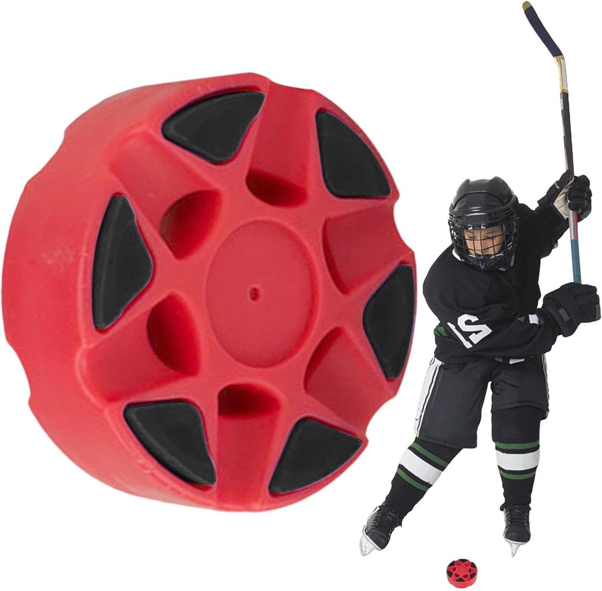 IJshockeyringen - Indoor hockeypucks - Hockeyvaardigheden Verbeteren - Honingraatpatroon voor Wrijving - 76 mm diameter - Rood