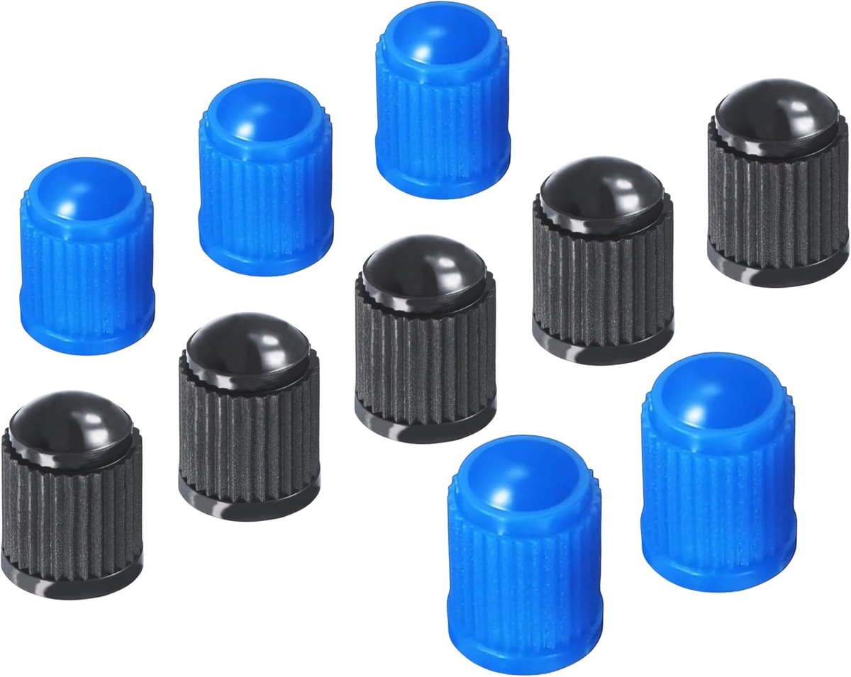Ventieldopjes kunststof 10 stuks - blauw - met rubberen afdichtring - bescherming voor ventielen - SnelShoppen