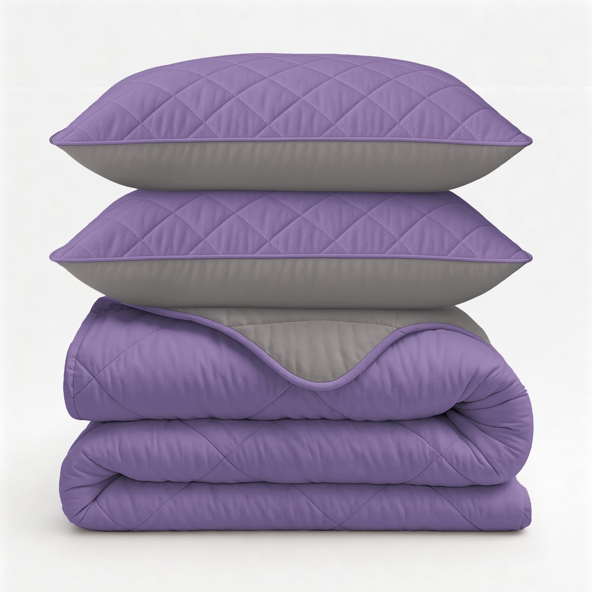 Sleeptime Dekbed zonder Overtrek - Wasbaar Dekbed - Inclusief Slopen 60x70 cm - Lits-jumeaux - 240x200 - Lavendel/Grijs