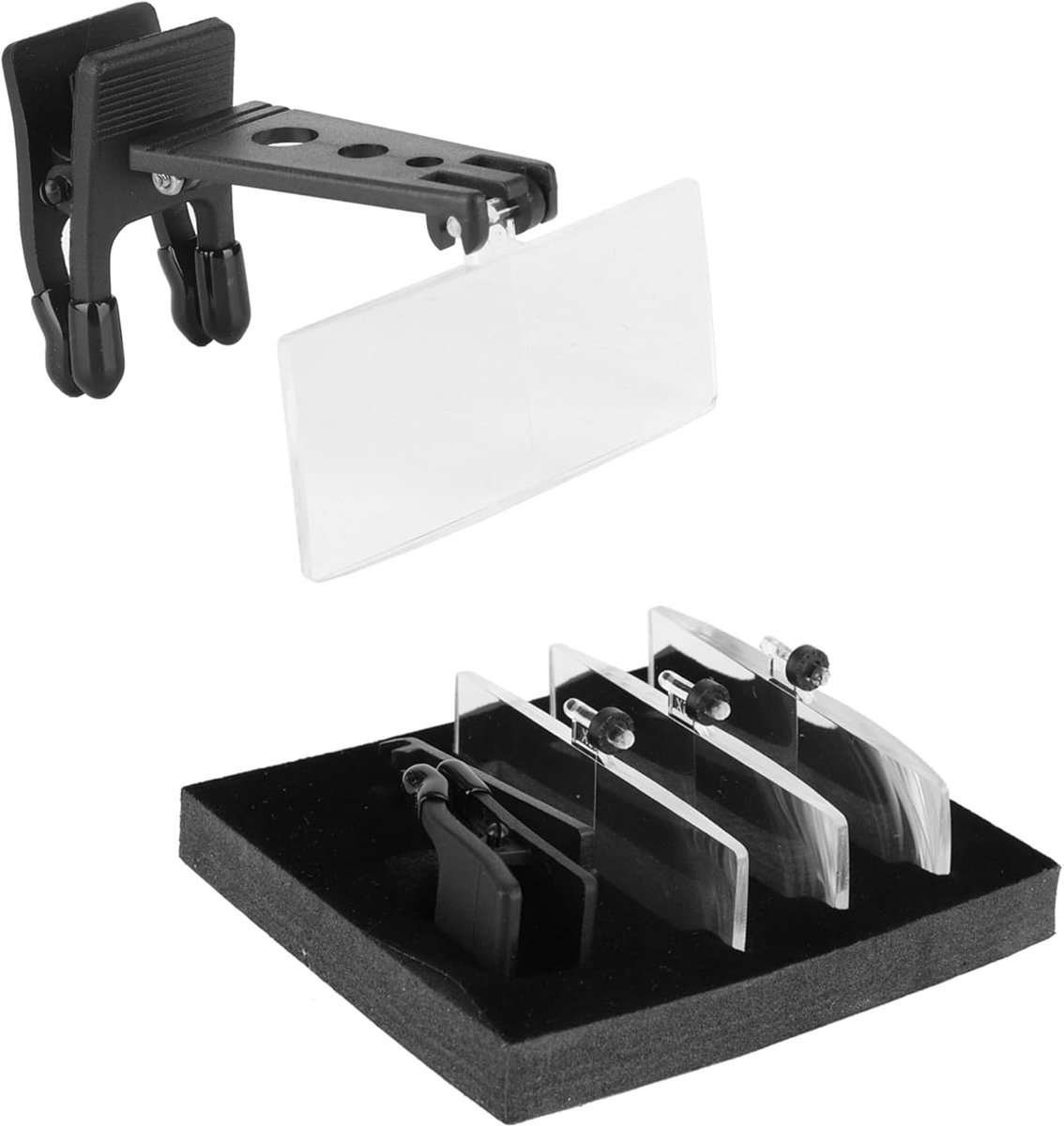 Clip Vergrootglas, Clip Vergrootglas 1.5X 2.5X 3.5X Vergroting, Handsfree Vergrootglas met Plastic Case voor Lezen Sieraden Klok Reparatie