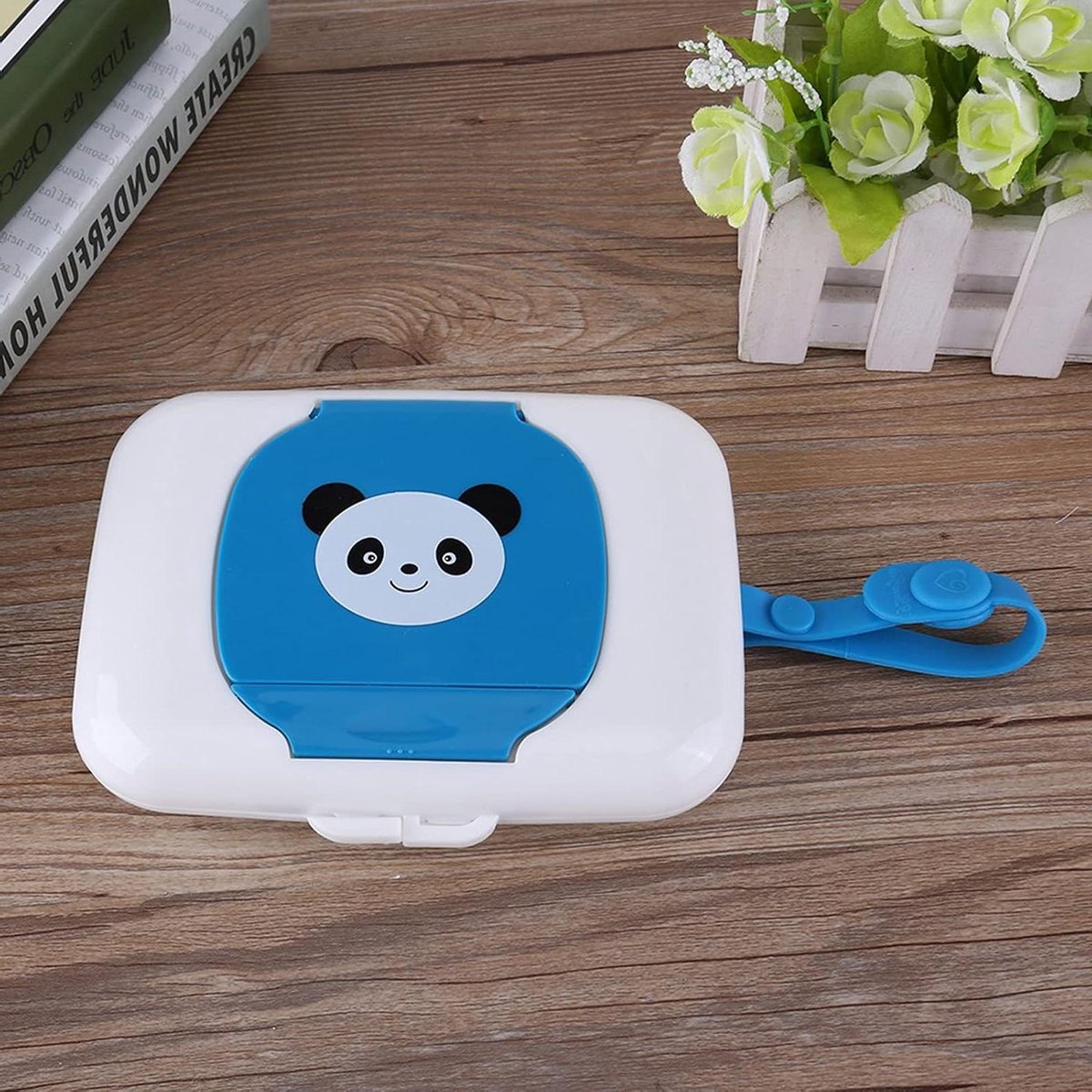 Natte Doekjes Etui - Babydoekjes Dispenser - Onderweg Hygiëne - Lichtgewicht Compact - 16.4 cm - Blauwe Panda