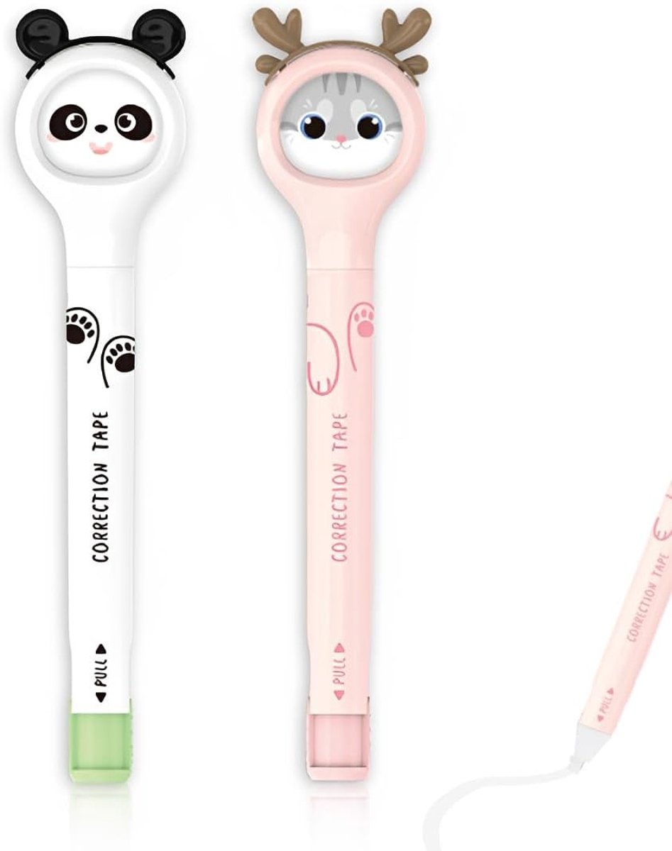 Draagbare correctierol 6 m x 5 mm, schattige Kawaii correctietape voor school, kantoor en creatieve projecten, ideaal voor studenten en dierenliefhebbers