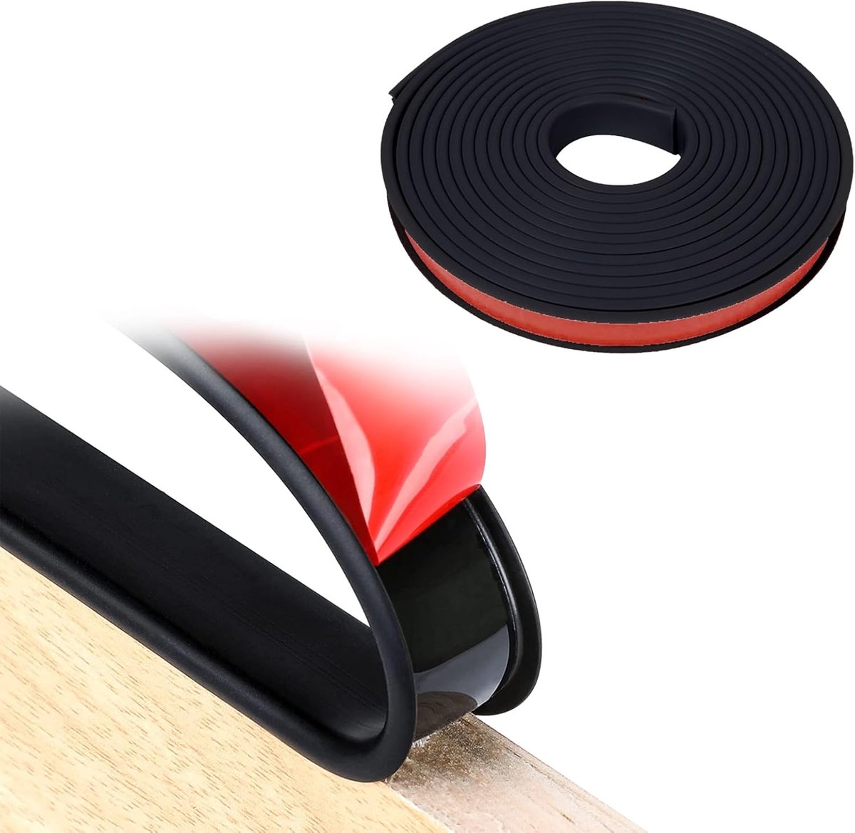 5 m U-vorm zelfklevend meubelrandband, 20 mm, zwart flexibel Tpe