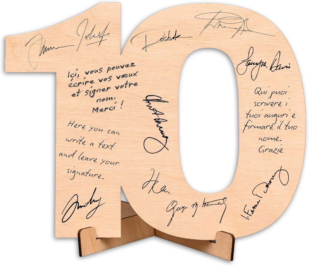 Houten Cijfers 10 jaar met standaard - Geschenken voor 10e