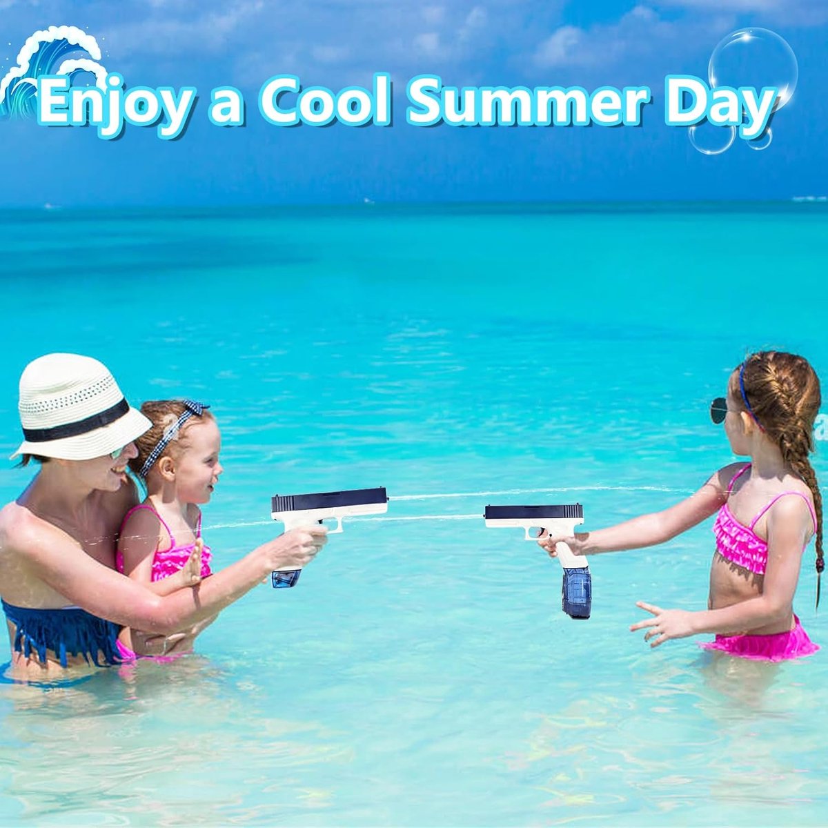 Elektrisch waterpistool, voor volwassenen en kinderen, 9 m maximaal bereik, waterpistool voor volwassenen en kinderen, geschikt voor in het zwembad of als strandspeelgoed, blauw
