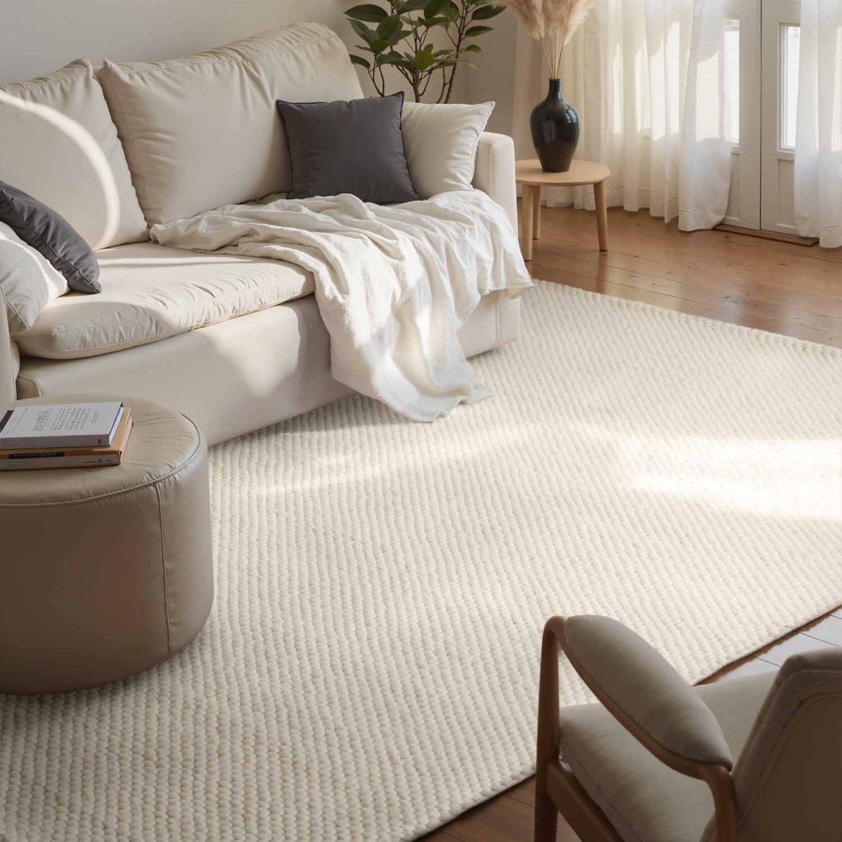 Elle Decoration Lyon wollen vloerkleed Beans Naturel/Crème - 140 x 200 cm - (M)