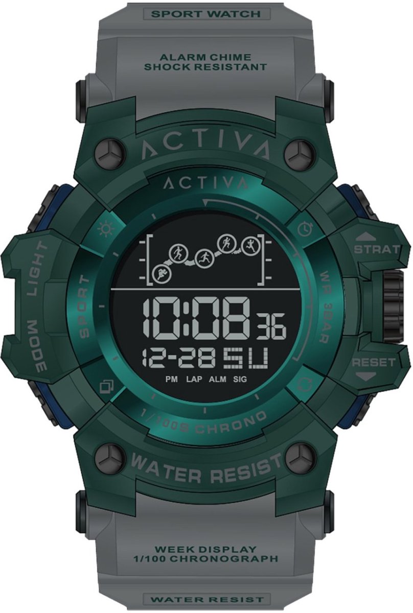 Activa Digital ACW8082-018 Heren Digitaal Horloge - 50 mm