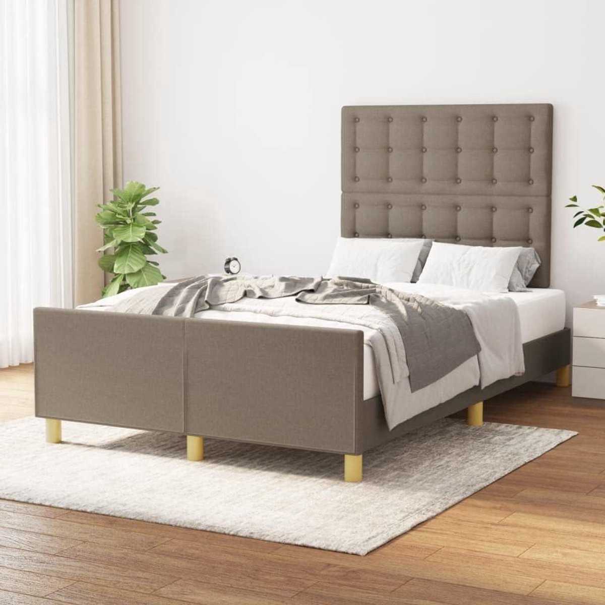 Bedframe met hoofdbord - Gestoffeerd bed - Betere nachtrust - In hoogte verstelbaar - 120x200 cm - Taupe