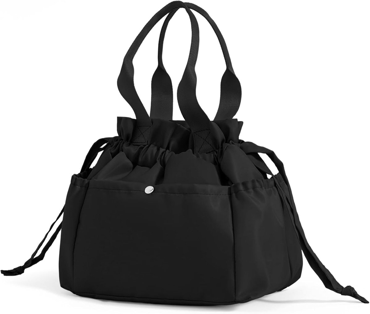Bobypet - Isolerende Koeltas Dames Zwart - Stijlvolle Lunchtas met Trekoord - Grote Thermische Lunchbox Tas voor Werk, School en Picknick - Lekvrij en Vlekbestendig