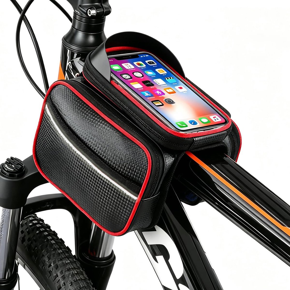 Namajunas - Waterdichte Fietstas - Fietstas Dubbel - Fietszakken - Telefoonhouder Fiets - Bovenbuistas Met grote inhoud - Klittenband ontwerp - Fietstassen Dubbel - Met reflecterende strips - Voor Diverse fietsen, Zoals racefietsen & Mountainbikes