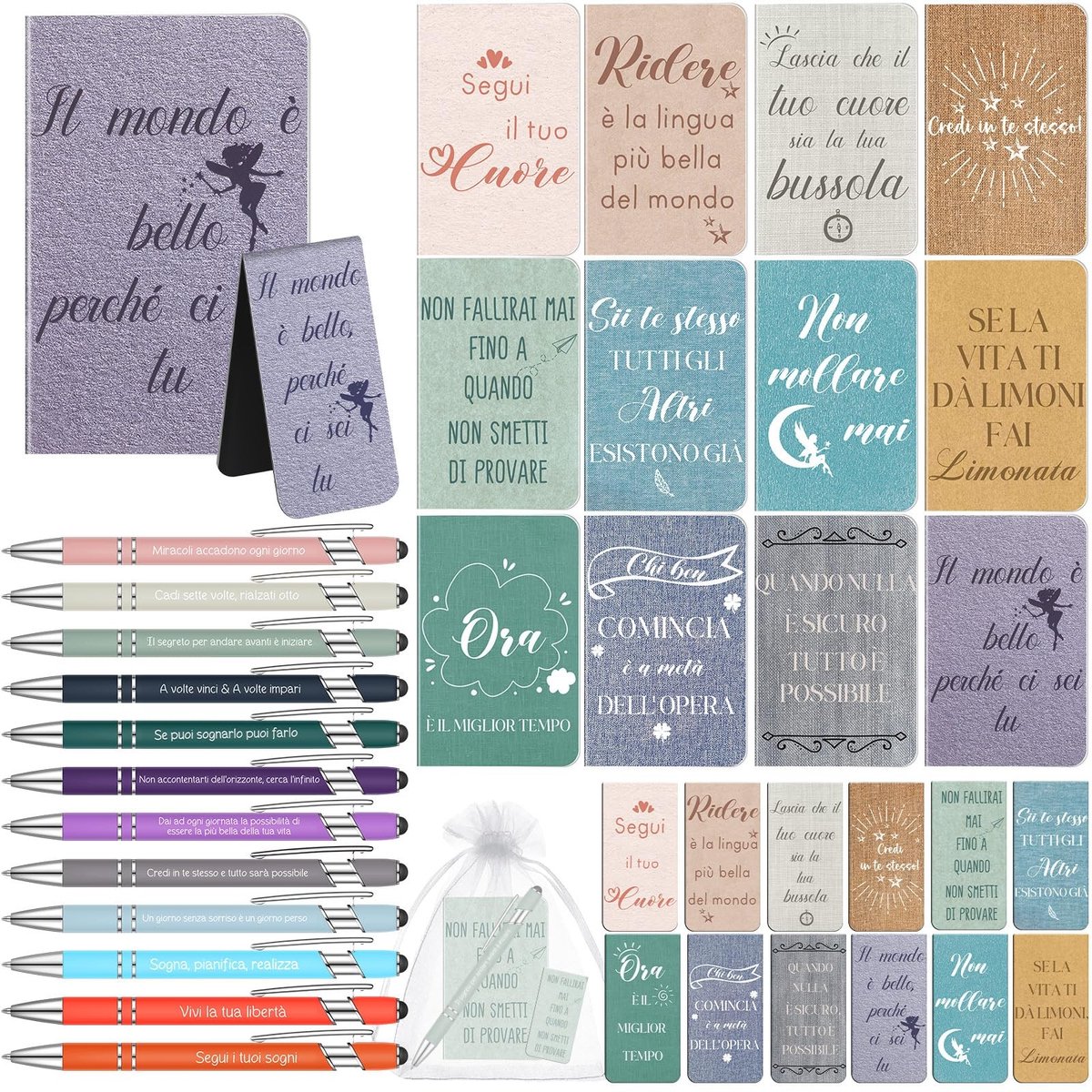 Omgoods - 12-delige Motivatie Cadeauset met Notitieboekjes en Pennen - Inspirerende Geschenken